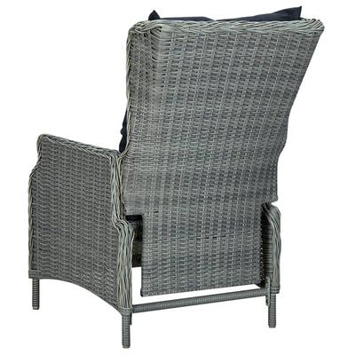 Reclining Garden Chair with Cushions Poly Rattan Light Grey - Payday Deals