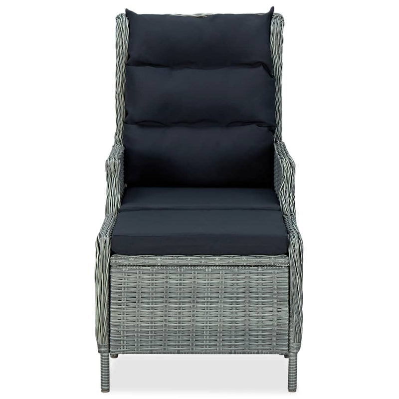 Reclining Garden Chair with Footstool Poly Rattan Light Grey