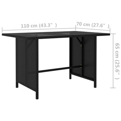 Garden Dining Table Black 110x70x65 cm Poly Rattan - Payday Deals