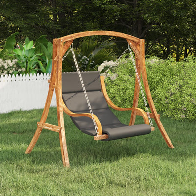 Swing Chair with Cushion Solid Bent Wood with Teak Finish - Payday Deals