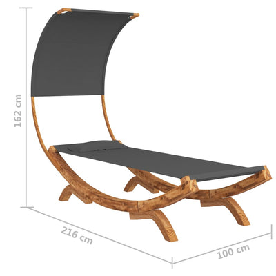 Hammock with Canopy 100x200x126 cm Solid Bent Wood Anthracite