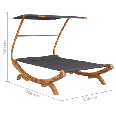 Hammock with Canopy 165x203x138 cm Solid Bent Wood Anthracite