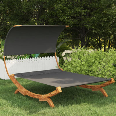 Hammock with Canopy 165x203x126 cm Solid Bent Wood Anthracite