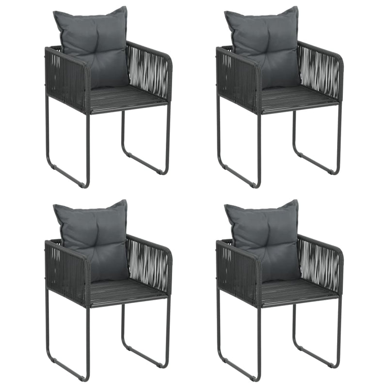 Outdoor Chairs 4 pcs with Pillows Poly Rattan Black - Payday Deals