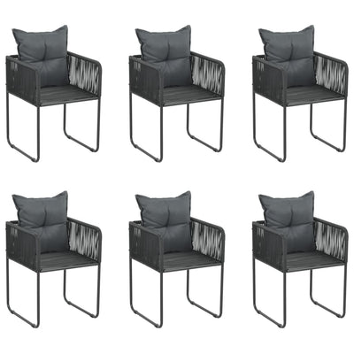 Outdoor Chairs 6 pcs with Pillows Poly Rattan Black