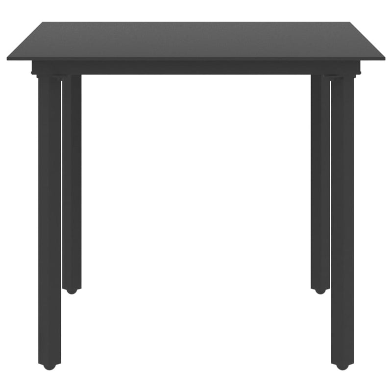 Garden Dining Table Black 80x80x74 cm Steel and Glass - Payday Deals
