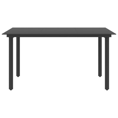 Garden Dining Table Black 150x80x74 cm Steel and Glass