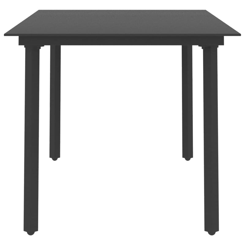 Garden Dining Table Black 150x80x74 cm Steel and Glass