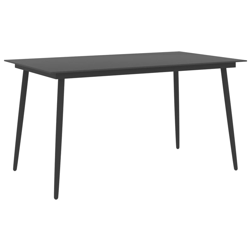 Garden Dining Table Black 150x90x74 cm Steel and Glass - Payday Deals