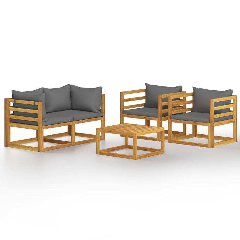 5 Piece Garden Lounge Set with Cushion Solid Acacia Wood - Payday Deals