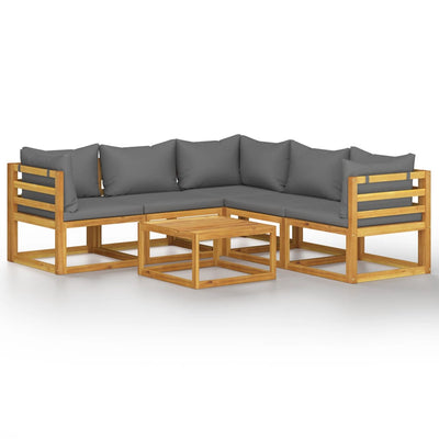 6 Piece Garden Lounge Set with Cushion Solid Acacia Wood - Payday Deals