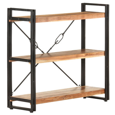 3-Tier Bookcase 90x30x80 cm Solid Acacia Wood