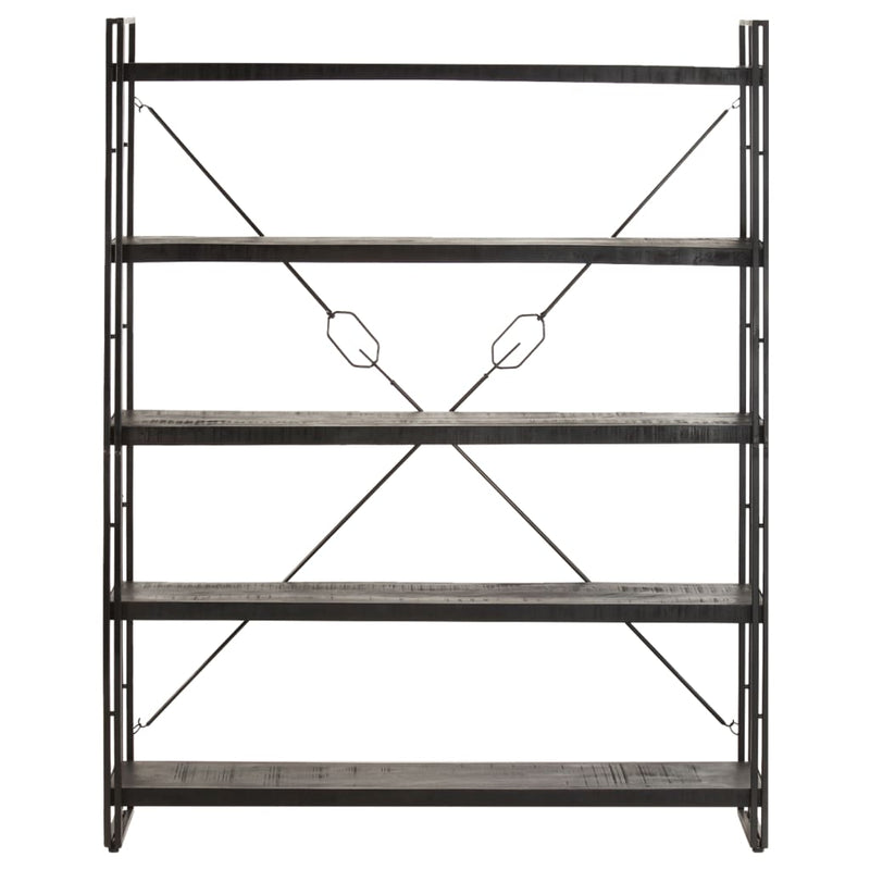 5-Tier Bookcase Black 140x30x180 cm Solid Mango Wood