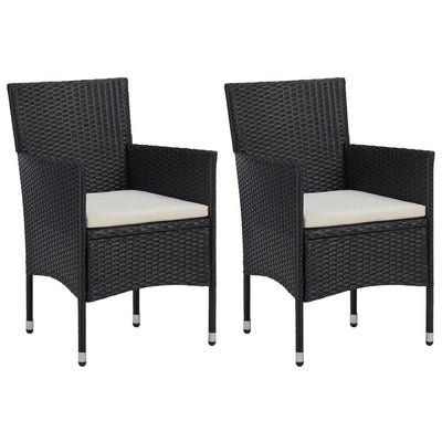 3 Piece Garden Dining Set Black Poly Rattan and Glass
