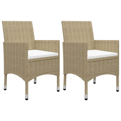 3 Piece Garden Dining Set Beige Poly Rattan and Glass