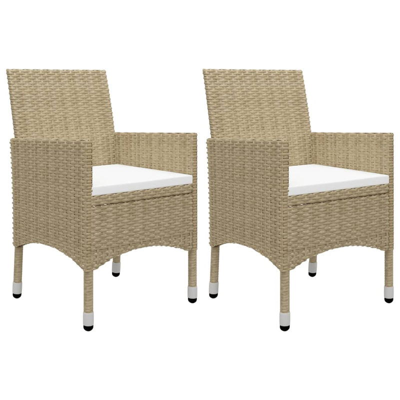 3 Piece Garden Dining Set Beige Poly Rattan and Glass