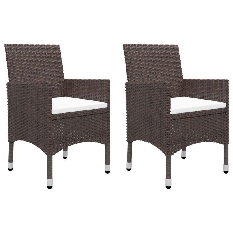 3 Piece Bistro Set Poly Rattan and Tempered Glass Brown