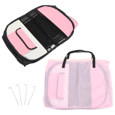 Foldable Dog Playpen with Carrying Bag Pink 145x145x61 cm