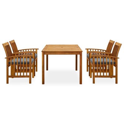 5 Piece Garden Dining Set with Cushions Solid Acacia Wood