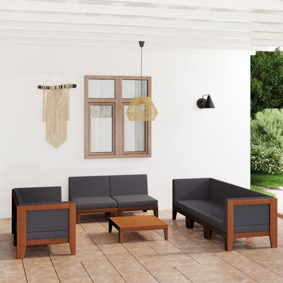 9 Piece Garden Lounge Set with Cushions Solid Acacia Wood