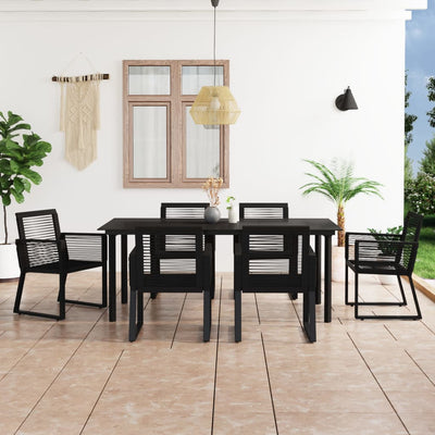 7 Piece Outdoor Dining Set PVC Rattan Black - Payday Deals