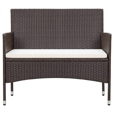 2 Piece Garden Lounge Set with Cushion Poly Rattan Brown