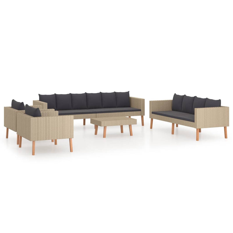 5 Piece Garden Lounge Set with Cushions Poly Rattan Beige - Payday Deals