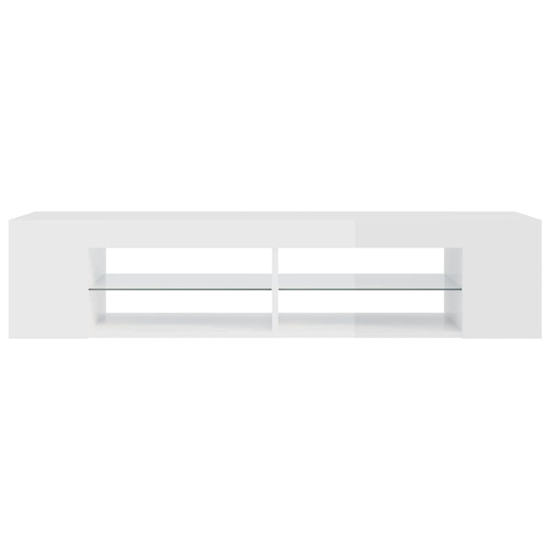 TV Cabinet with LED Lights High Gloss White 135x39x30 cm