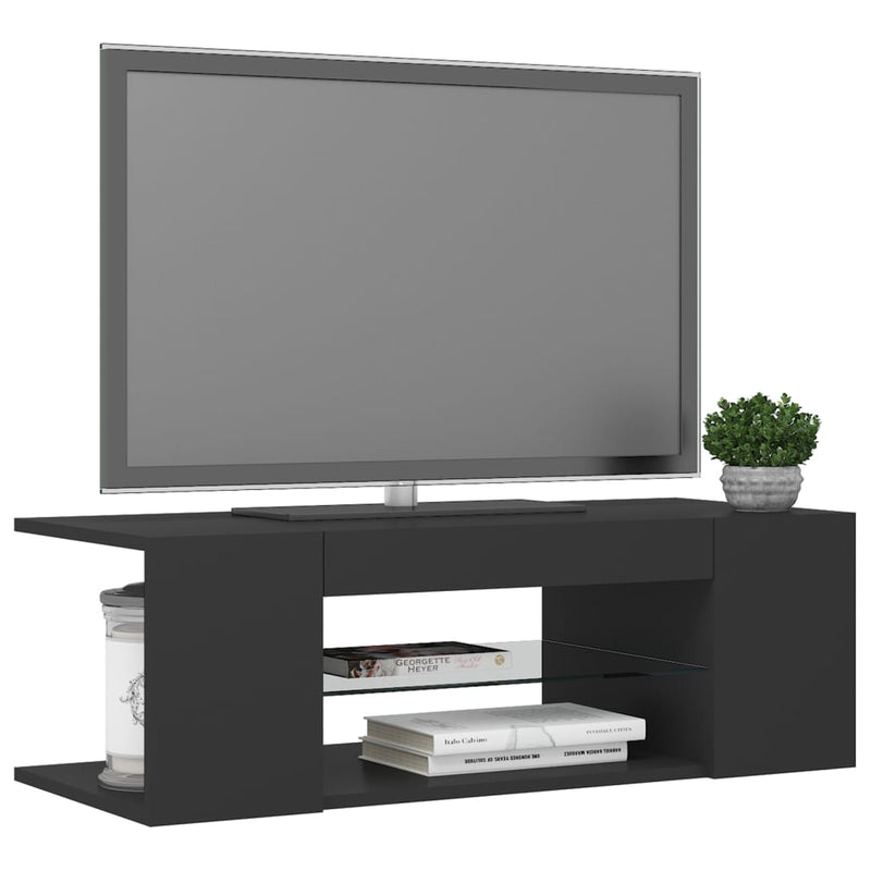 TV Cabinet with LED Lights Grey 90x39x30 cm