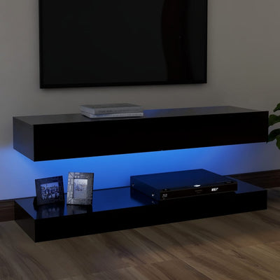 TV Cabinet with LED Lights Black 120x35 cm