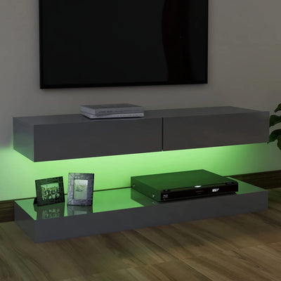 TV Cabinet with LED Lights High Gloss Grey 120x35 cm