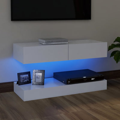 TV Cabinet with LED Lights White 90x35 cm