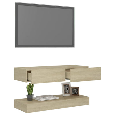 TV Cabinet with LED Lights Sonoma Oak 90x35 cm