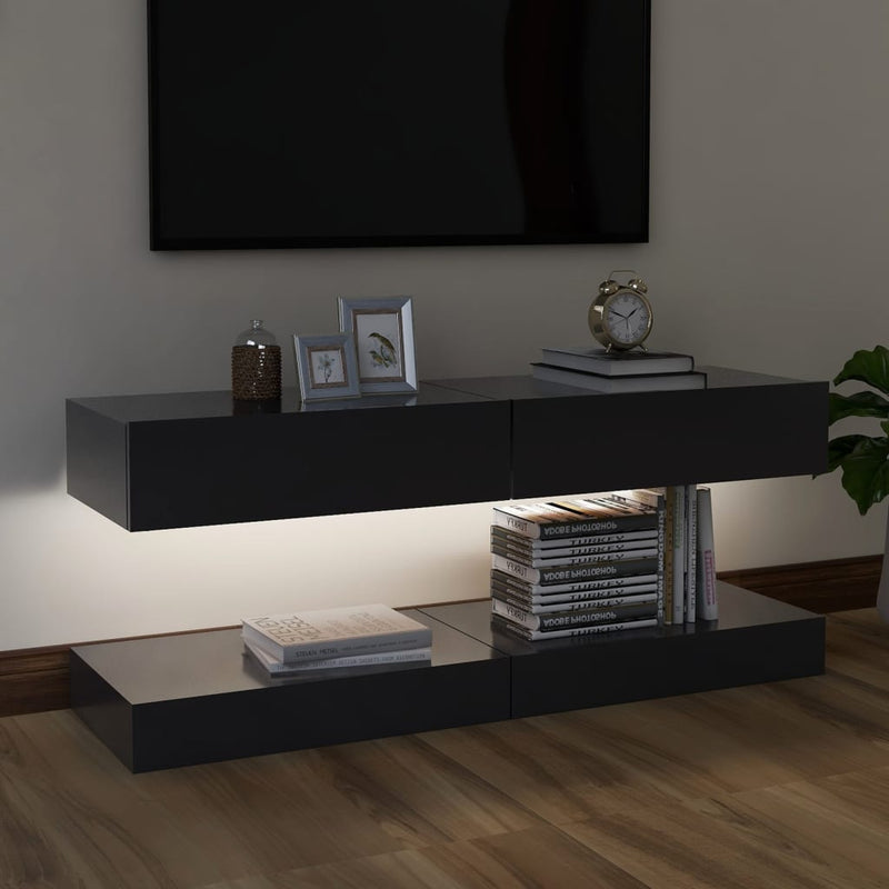 TV Cabinets with LED Lights 2 pcs Grey 60x35 cm