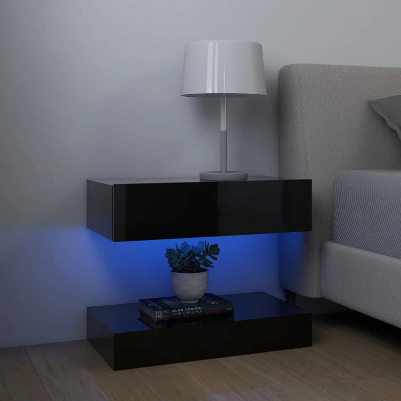 TV Cabinet with LED Lights High Gloss Black 60x35 cm