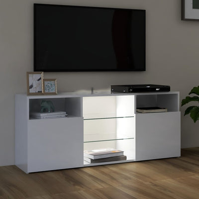 TV Cabinet with LED Lights High Gloss White 120x30x50 cm