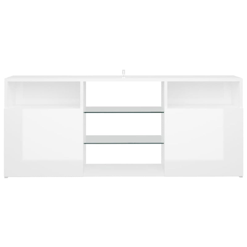 TV Cabinet with LED Lights High Gloss White 120x30x50 cm