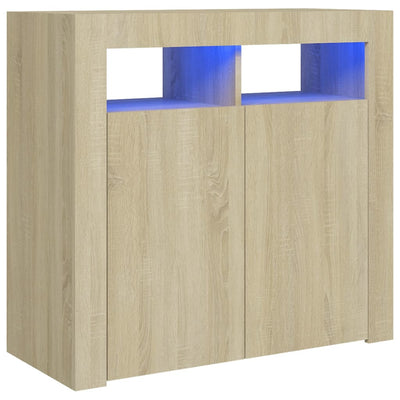 Sideboard with LED Lights Sonoma Oak 80x35x75 cm