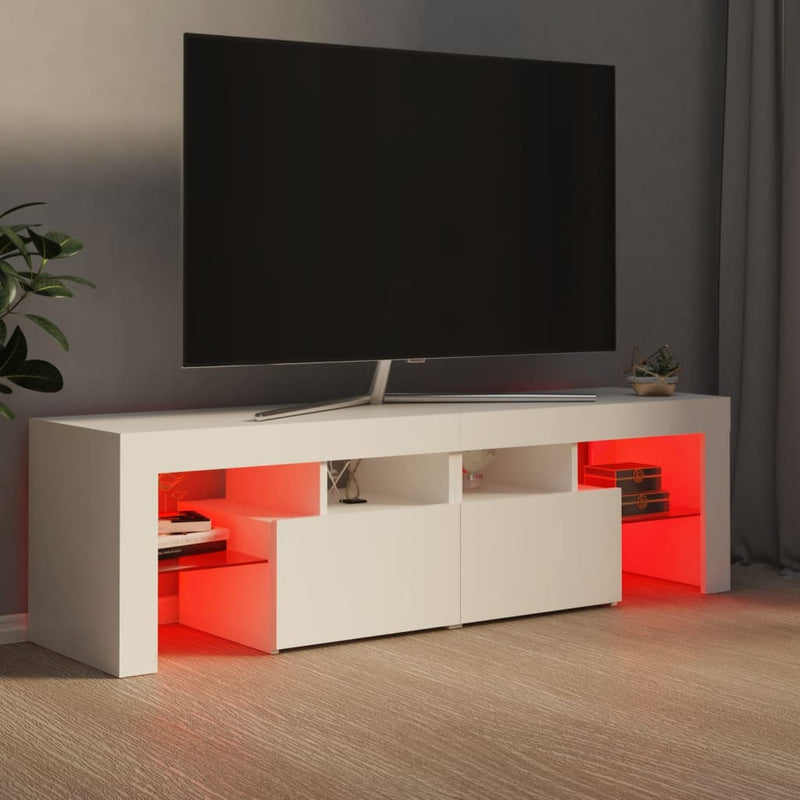 TV Cabinet with LED Lights White 140x36.5x40 cm