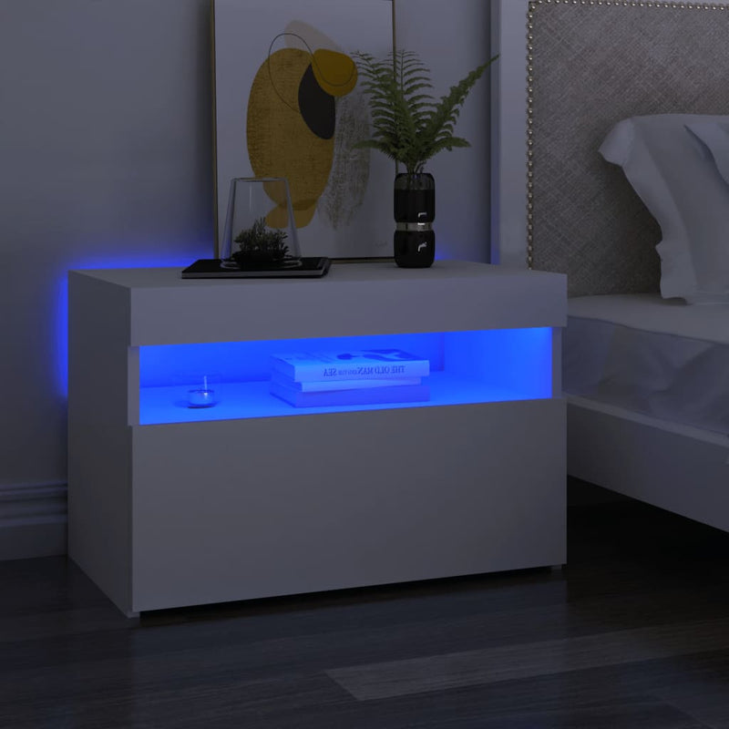 TV Cabinet with LED Lights White 60x35x40 cm