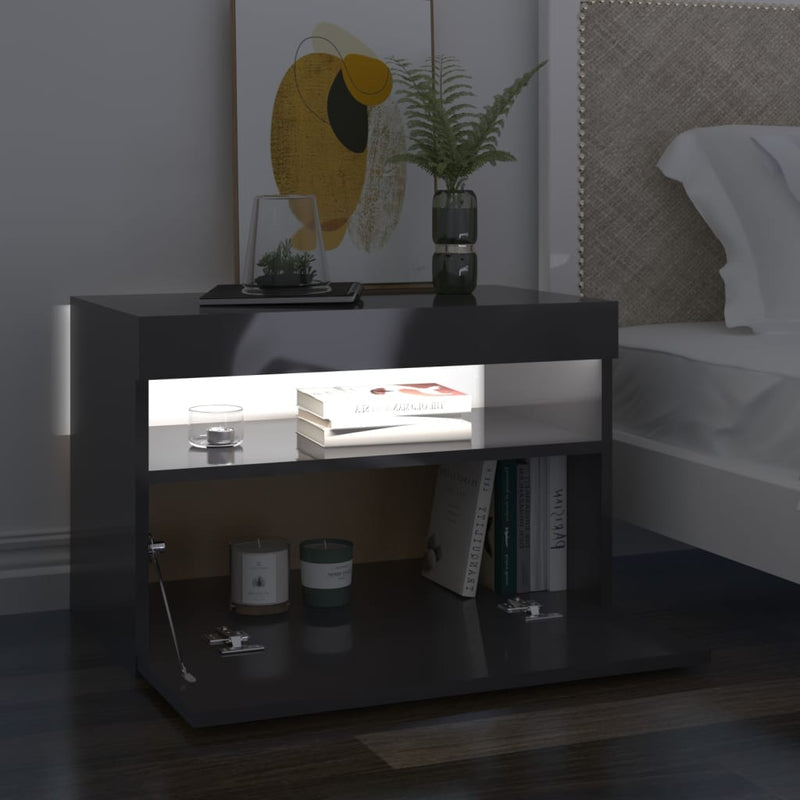 TV Cabinets with LED Lights 2 pcs High Gloss Grey 60x35x40 cm