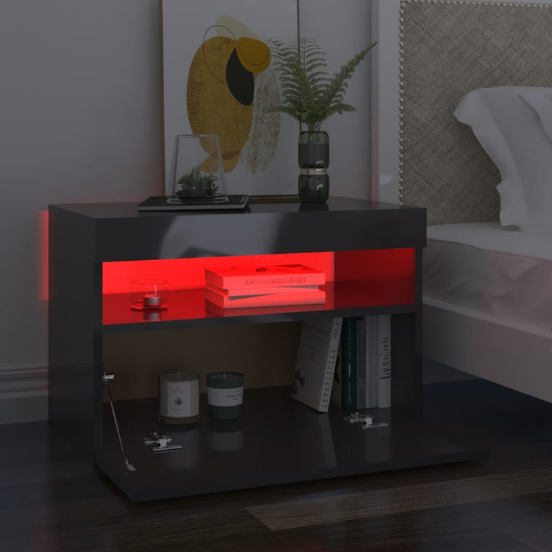 TV Cabinets with LED Lights 2 pcs High Gloss Grey 60x35x40 cm