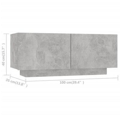 TV Cabinet Concrete Grey 100x35x40 cm Engineered Wood