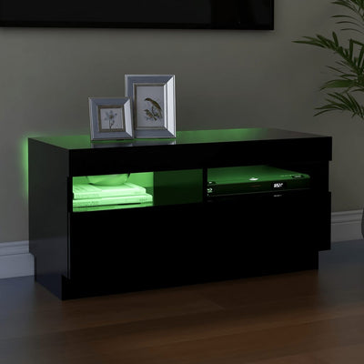 TV Cabinet with LED Lights Black 80x35x40 cm