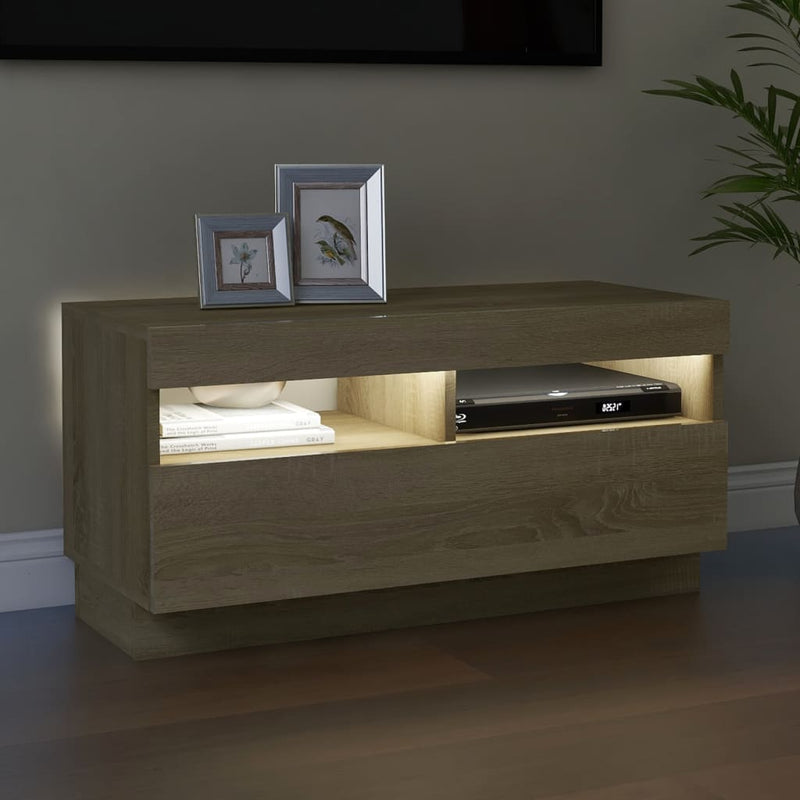TV Cabinet with LED Lights Sonoma Oak 80x35x40 cm