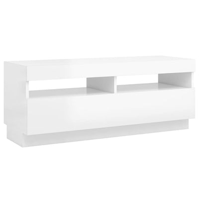TV Cabinet with LED Lights High Gloss White 100x35x40 cm