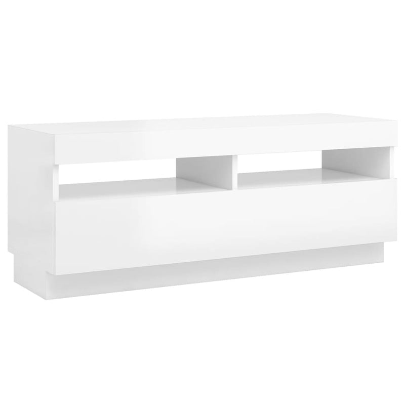 TV Cabinet with LED Lights High Gloss White 100x35x40 cm