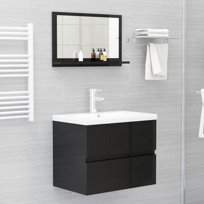 Bathroom Mirror High Gloss Black 60cm Chipboard
