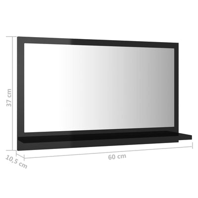 Bathroom Mirror High Gloss Black 60cm Chipboard
