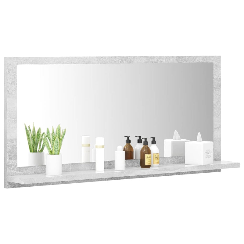 Bathroom Mirror Concrete Grey 80x10.5x37cm Chipboard